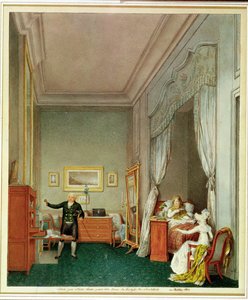 De Slaapkamer van de Keizerin met de Hertogin de Montebello en Jean-Nicolas Corvisart (1755-1821) oktober 1813 door Marie Louise de Hapsburg Lorraine