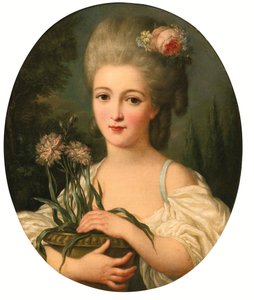Portret van een meisje met een bloempot