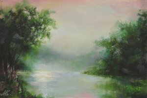 Rivier op een mistige ochtend