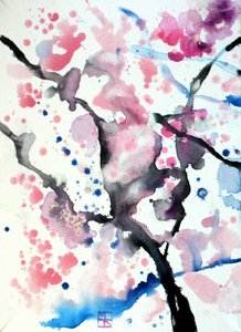 Abstracte kersenbloesems door Marina Nelson