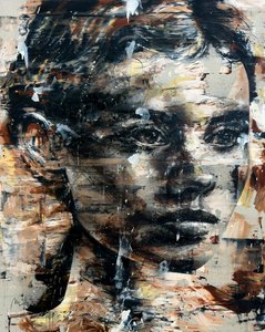 Acta Non Verba, 2022 (acryl en olieverf op omgekeerd doek) door Mario Henrique