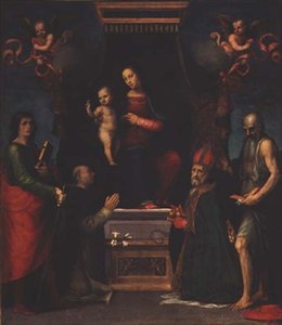Madonna en Kind met Sint Julianus, Sint Dominicus, Sint Nicolaas van Bari en Sint Hiëronymus