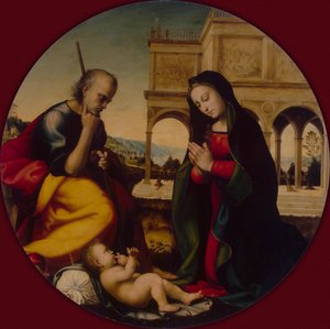 De Aanbidding van het Christuskind, c. 1500 door Mariotto Albertinelli