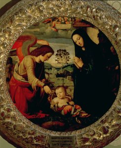 De Heilige Familie door Mariotto Albertinelli
