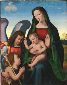 De Madonna en Kind met de jonge Sint Jan de Doper en een engel