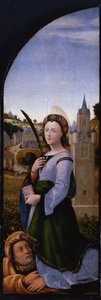 Drieluik: Sint Barbara en haar vader Dioscurus, 1500 door Mariotto Albertinelli