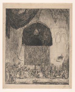 Etende, oosterse mannen door Marius Bauer (signed by artist)