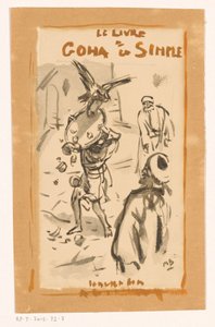 Man met dienblad aangevallen door een roofvogel door Marius Bauer (signed by artist)