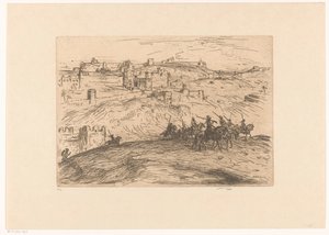 Ruiters op een heuvel door Marius Bauer (signed by artist)