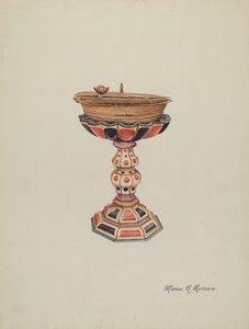 Doopvont en Standaard, ca. 1939 door Marius Hansen