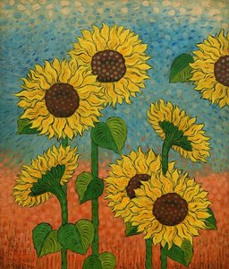 Zomerzon, 2023 (tempera grassa  olieverf op paneel)