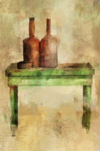 Tafel met flessen (gemengde techniek) door Mark Gordon