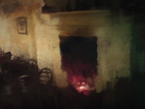 irish cottage serie - open haard (gemengde techniek) door Mark Gordon