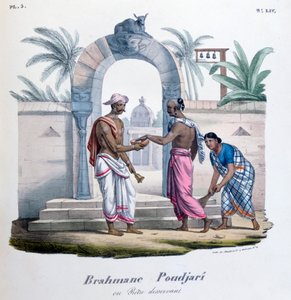Buiten een tempel, India, 1828
