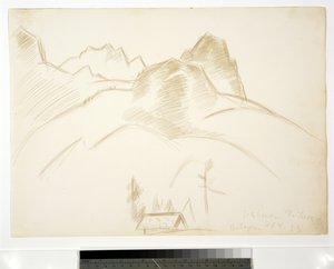 Berglandschap met huis op de voorgrond, 1933