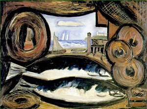 Het Vissenhuis, New England, 1934 door Marsden Hartley
