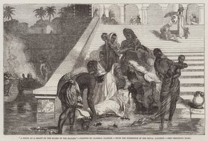 Een Scène bij een Ghat aan de Oevers van de Ganges, van de Tentoonstelling van de Koninklijke Academie