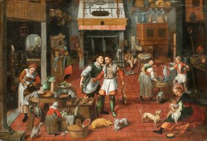Keukeninterieur door Marten van Cleve the Elder