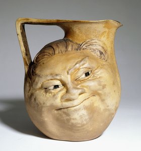 Een groteske kruik van de Martin Brothers met een humoristisch gezicht, 1898