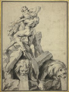 Hercules en Antaeus Ontwerp voor een Fontein