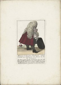 De dwerg Chevalier Rondeau als een parlementslid, ca. 1710