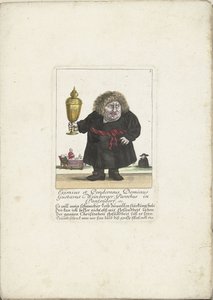 De dwerg Gustavus Weinberger als een geestelijke met een beker, ca. 1710 door Martin Engelbrecht (attributed to)