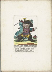 De dwerg Hanß Görge Prijhann als woeste officier, ca. 1710