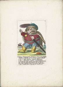 De dwerg Holloka Tschimitschko Buttiam Uran als huzaar, ca. 1710 door Martin Engelbrecht (attributed to)