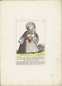 De dwerg Mademoiselle Poupon, als Parijse schone, ca. 1710