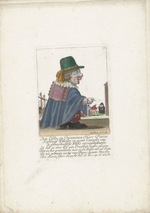 De dwerg Piters Kahlmüß Wisseller als walvisvaarder, ca. 1710 door Martin Engelbrecht (attributed to)