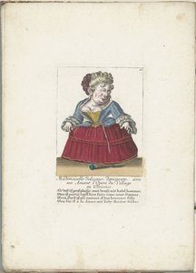 Dwerg als de Franse Mademoiselle Jolicoeur, ca. 1710 door Martin Engelbrecht (attributed to)