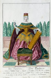 Een stoffeerder. Gravure door Martin Engelbrecht (1684-1756), in Nieuwe verzameling van de manouvries habilles 18e eeuw, Duitsland. Parijs, Decoratieve Kunsten