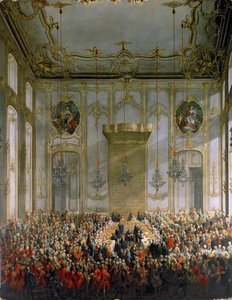 Hofbanket in de grote voorzaal van het Hofburg Paleis, Wenen door Martin II Mytens or Meytens