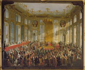 Keizerin Maria Theresia bij de Investituur van de Orde van Sint-Stefanus, 1764 door Martin II Mytens or Meytens
