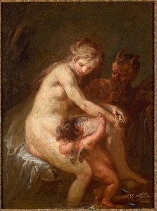 Nimf en faun met Cupido
