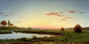 Hooibergen op de Newburyport Moerassen, 1862 door Martin Johnson Heade