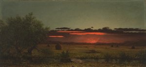 Weiden van New Jersey bij zonsondergang door Martin Johnson Heade