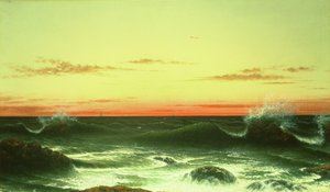 Zeegezicht: Zonsondergang, 1861 door Martin Johnson Heade