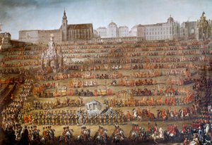Intocht van Maria Isabella van Bourbon Parma in Wenen ter gelegenheid van haar huwelijk met keizer Jozef II van Oostenrijk door Martin Meytens the Younger