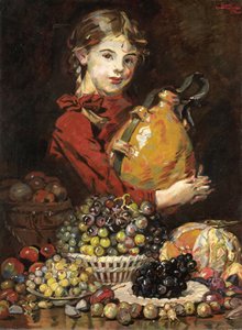 Monarosa, Dochter van de kunstenaar, als fruitverkoopster door Martin Monnickendam