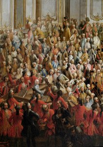 Officieel banket georganiseerd voor het huwelijk van prinses Isabella van Parma met keizer Jozef II door Martin Mytens or Meytens