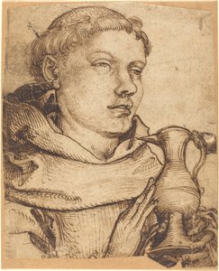 Buste van een monnik die assisteert bij de communie door Martin Schongauer