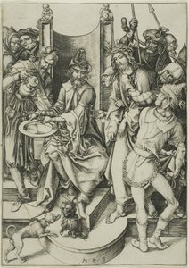 Christus voor Pilatus, uit De Passie door Martin Schongauer
