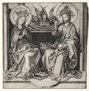 God de Vader en de Gezegende Maagd Enthroned Bijgestaan door Engelen