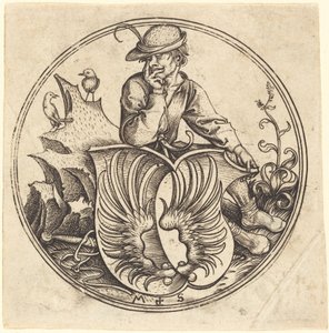 Schild met Vleugels, Gehouden door Boer door Martin Schongauer