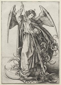 De aartsengel Michaël doorboort de draak
