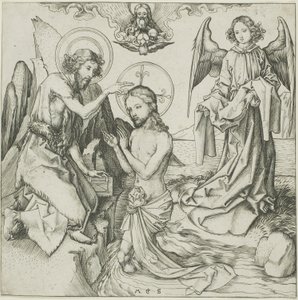 De Doop van Christus door Martin Schongauer