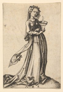 De Vierde Wijze Maagd, uit de serie De Wijze en Dwaze Maagden door Martin Schongauer
