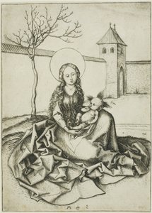 De Madonna met kind op de binnenplaats door Martin Schongauer
