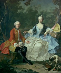 Graaf Giacomo Durazzo 1717-1794 als jager met zijn vrouw, waarschijnlijk begin 1760s